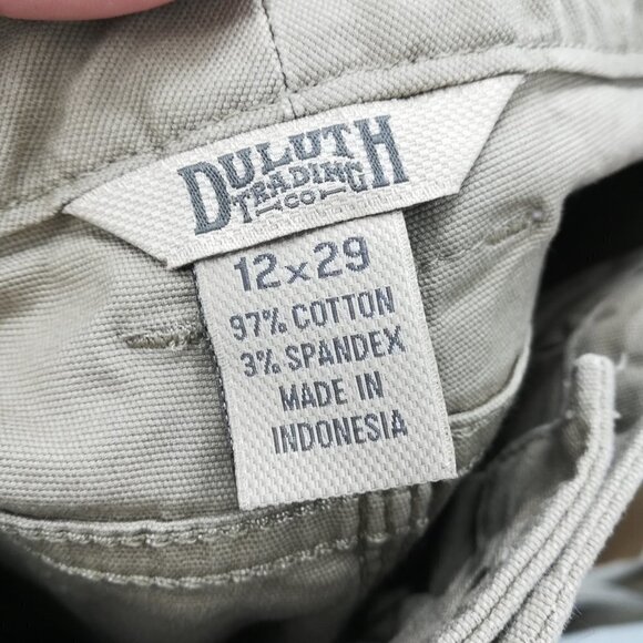 Duluth Trading Khaki Flat Front Cargo Pants Size 12 x 29 Tan Canvas Workwear - Picture 12 of 12